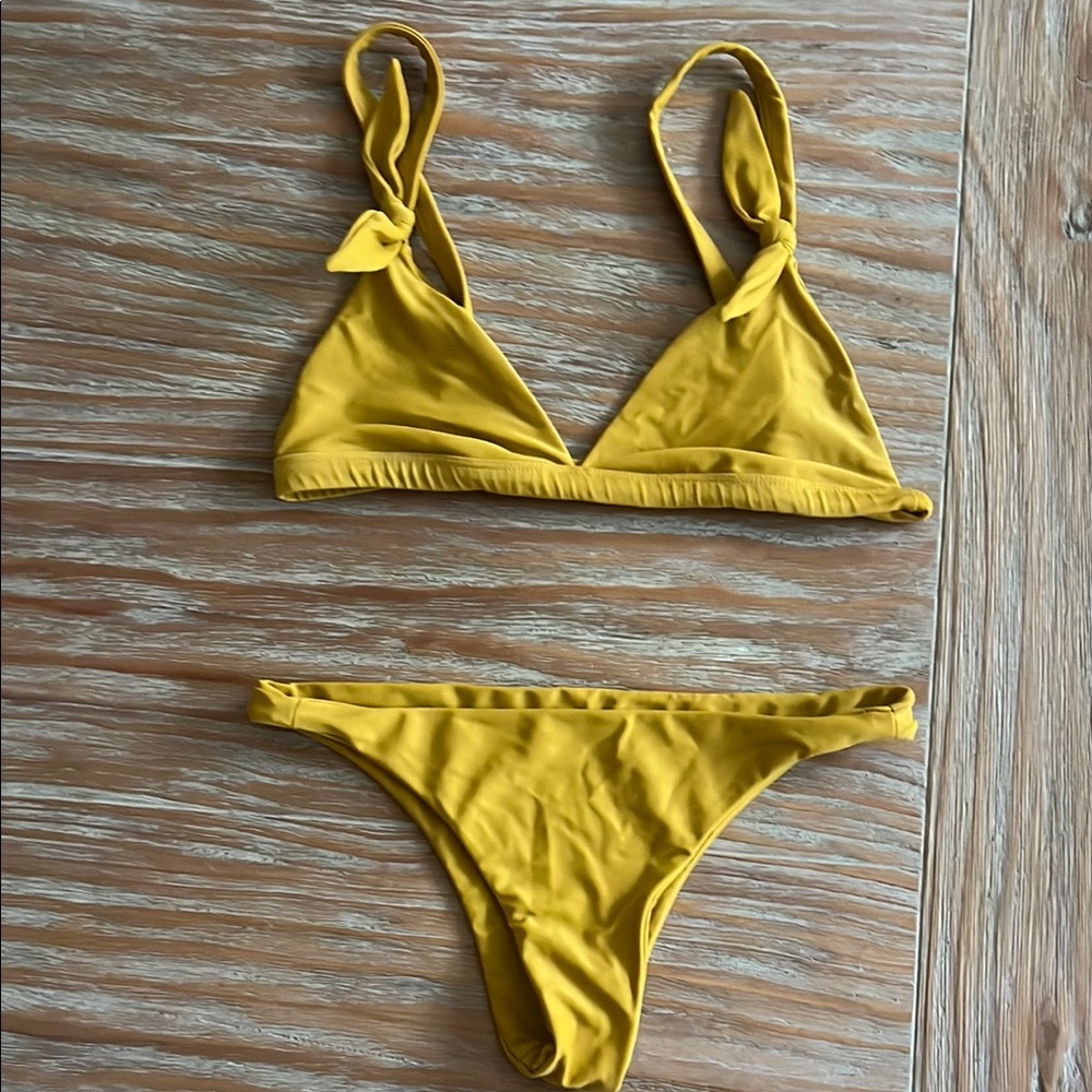 Mikoh Mustard Yellow Triangle Bikini Set